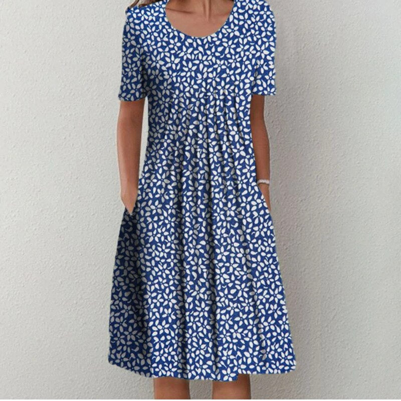 Elegante katoenen jurk met een verfijnde pasvorm en stijlvolle details, perfect voor formele en casual gelegenheden.