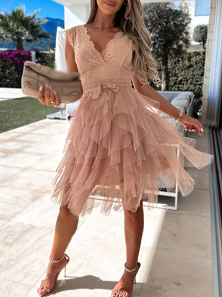 Elegant dames chiffon cocktailjurk met ruches, verleidelijke details, ideaal voor feesten, bruiloften, soepele stof