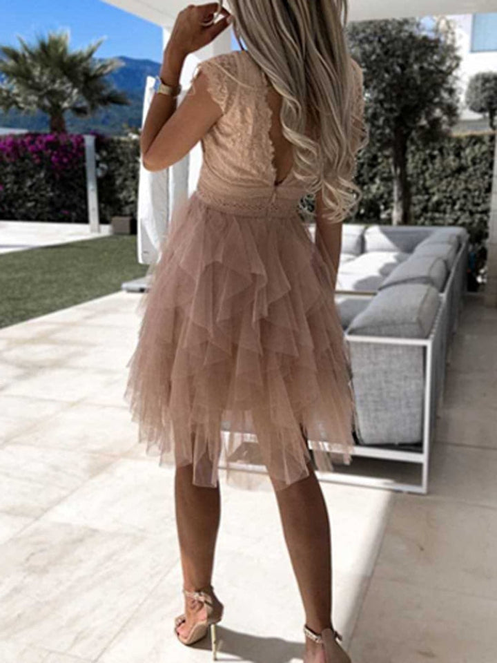 Elegant dames chiffon cocktailjurk met ruches, verleidelijke details, ideaal voor feesten, bruiloften, soepele stof