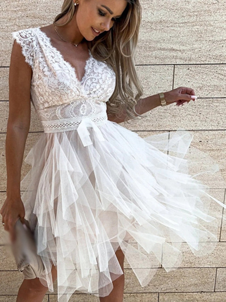 Elegant dames chiffon cocktailjurk met ruches, verleidelijke details, ideaal voor feesten, bruiloften, soepele stof