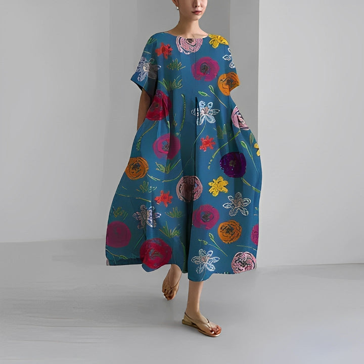 Elegante dames bloemenjurk met bloemenpatronen, perfecte keuze voor de zomer, combineert comfort met een stijlvolle pasvorm.