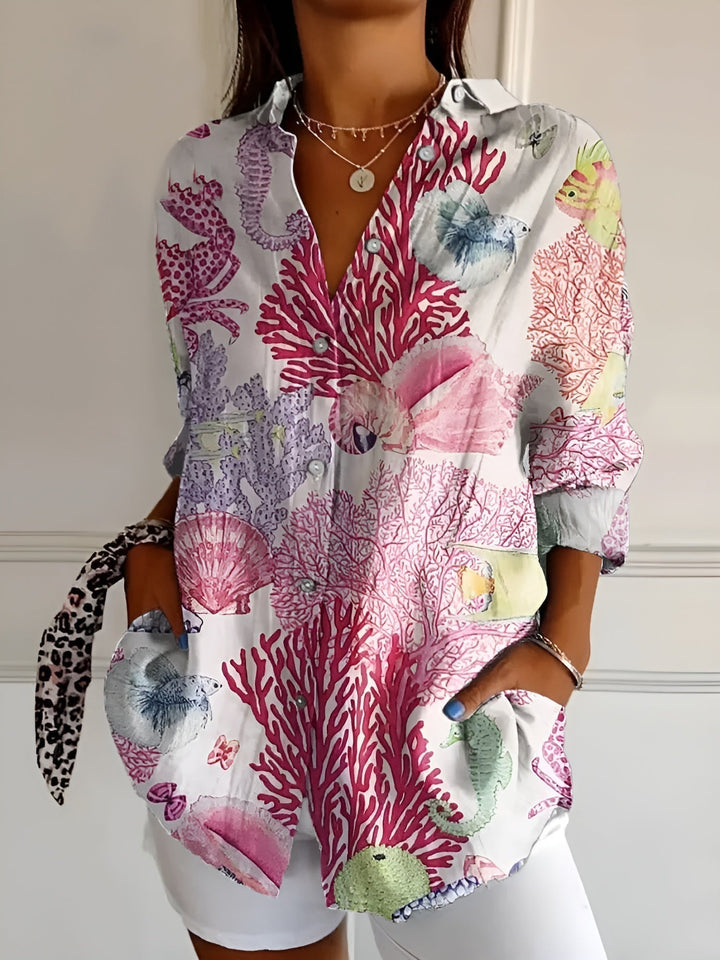 Elegante dames button-down blouse, licht, ademend, figuur benadrukkend, voor een stijlvolle en comfortabele look.