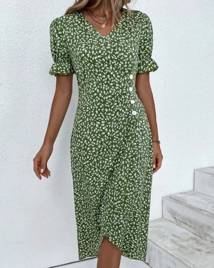 Dames bloemenjurk, linnenmix, elegante stijl, zwart, voor dagelijks en speciale gelegenheden.