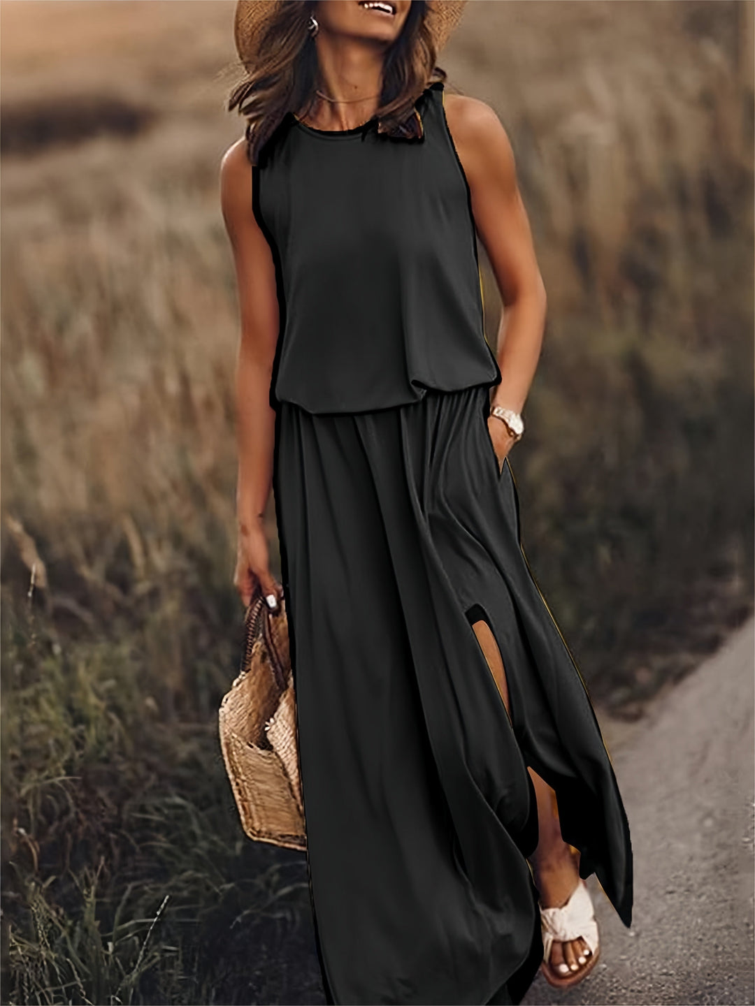 Elegante dames maxi-jurk, zomers en veelzijdig, in een klassiek ontwerp, ideaal voor strand en avondevenementen