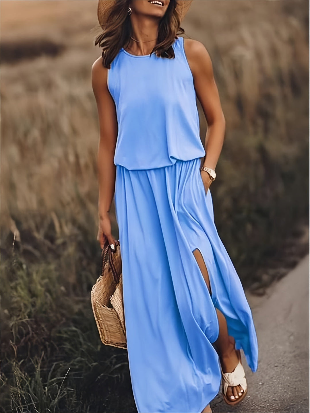 Elegante dames maxi-jurk, zomers en veelzijdig, in een klassiek ontwerp, ideaal voor strand en avondevenementen