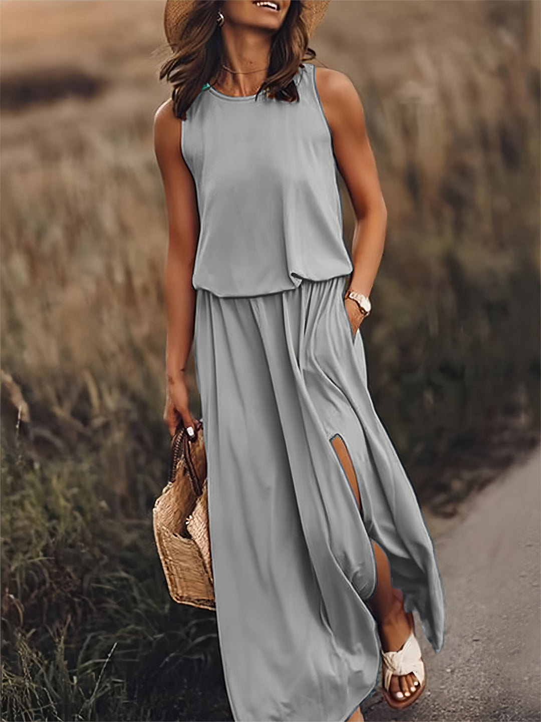 Elegante dames maxi-jurk, zomers en veelzijdig, in een klassiek ontwerp, ideaal voor strand en avondevenementen