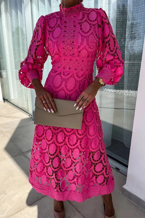 Elegante midi coltrui jurk voor dames, gemaakt van kant, getailleerd met prachtige details, ideaal voor speciale gelegenheden.