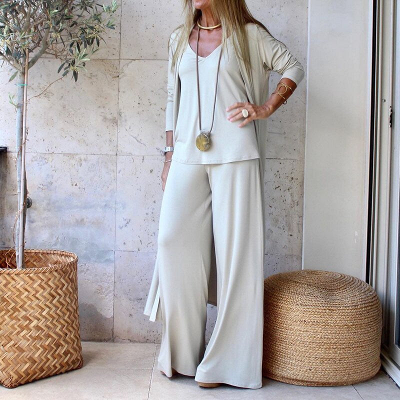 Elegant dames set, modern, in diverse kleuren, ideaal voor formele gelegenheden, hoogwaardige materialen, figuurflatterend.