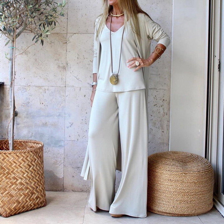 Elegant dames set, modern, in diverse kleuren, ideaal voor formele gelegenheden, hoogwaardige materialen, figuurflatterend.