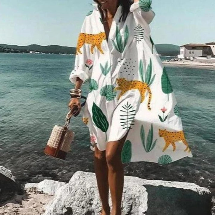 Elegante dames zomerjurk Hermine, lichtgewicht, vloeiend design, perfecte pasvorm, ideaal voor warme dagen.