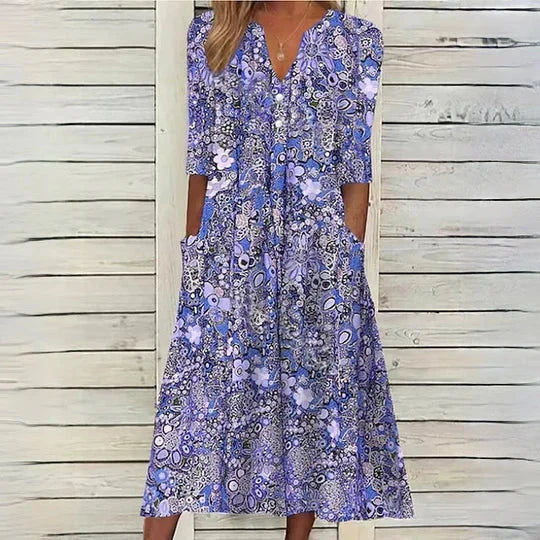 Zomerjurk voor dames in een elegante Boheemse stijl met een flatterend silhouet, ideaal voor strand en stad in een boho-look.