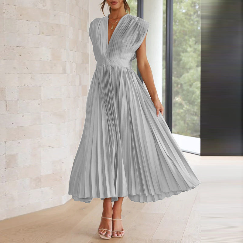 Elegant damesjurk met V-hals, Boho Chic, vloeiend silhouet, perfecte zomerlook, vrouwelijke stijl, figuuraccentuerend.