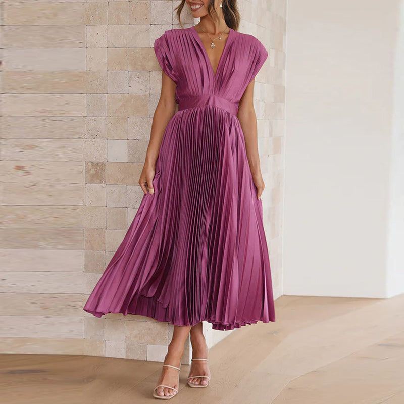 Elegant damesjurk met V-hals, Boho Chic, vloeiend silhouet, perfecte zomerlook, vrouwelijke stijl, figuuraccentuerend.