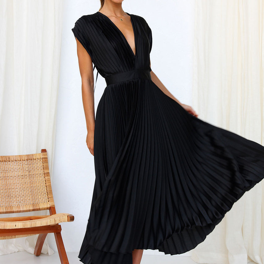Elegant damesjurk met V-hals, Boho Chic, vloeiend silhouet, perfecte zomerlook, vrouwelijke stijl, figuuraccentuerend.