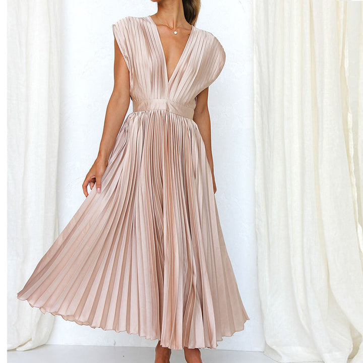 Elegant damesjurk met V-hals, Boho Chic, vloeiend silhouet, perfecte zomerlook, vrouwelijke stijl, figuuraccentuerend.