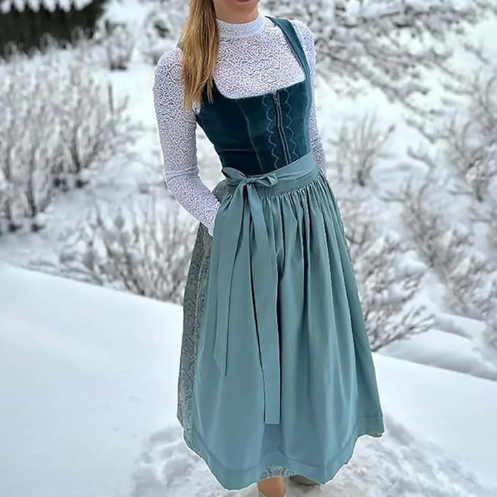 Elegant dirndl Oktoberfest jurk in vintage stijl voor dames, maten M-3XL. Traditioneel ontwerp met moderne flair.