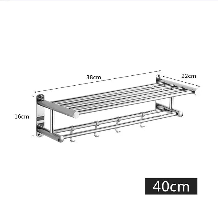 Elegant roestvrijstalen handdoekenrek, modern design, robuust, functioneel voor de badkamer, stijlvol en praktisch opbergelement.