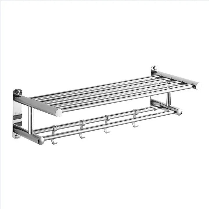 Elegant roestvrijstalen handdoekenrek, modern design, robuust, functioneel voor de badkamer, stijlvol en praktisch opbergelement.