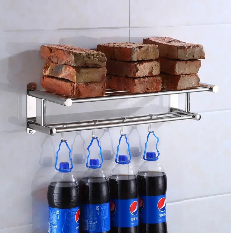 Elegant roestvrijstalen handdoekenrek, modern design, robuust, functioneel voor de badkamer, stijlvol en praktisch opbergelement.