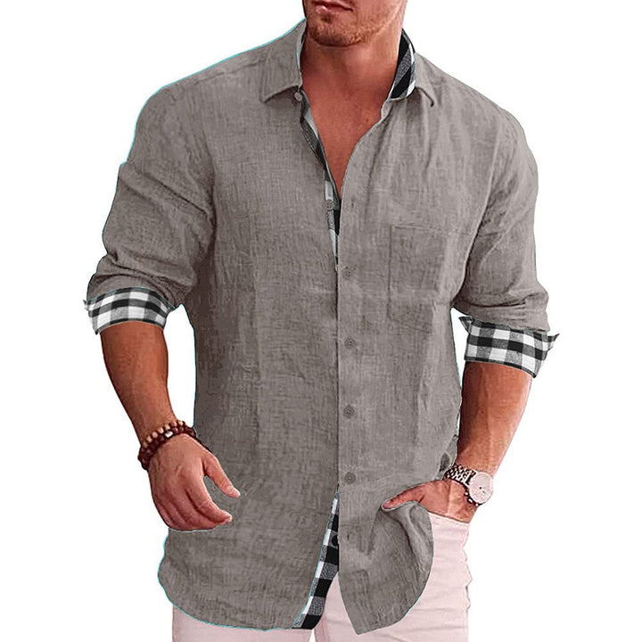 Modieus heren button-down overhemd, lange mouw, met nadruk op comfort en veelzijdigheid.