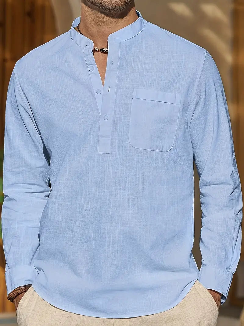 Elegant heren linnen overhemd, ademend en comfortabel, met een stijlvolle pasvorm en gemaakt van hoogwaardig linnen voor de zomer