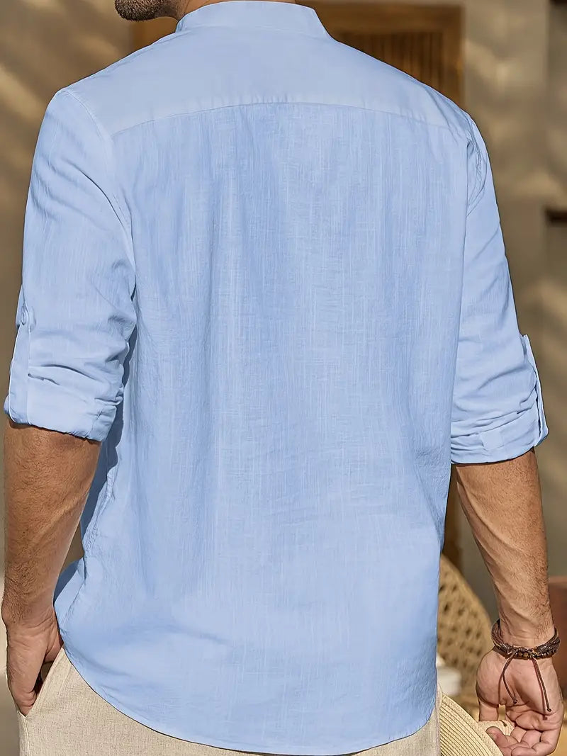 Elegant heren linnen overhemd, ademend en comfortabel, met een stijlvolle pasvorm en gemaakt van hoogwaardig linnen voor de zomer