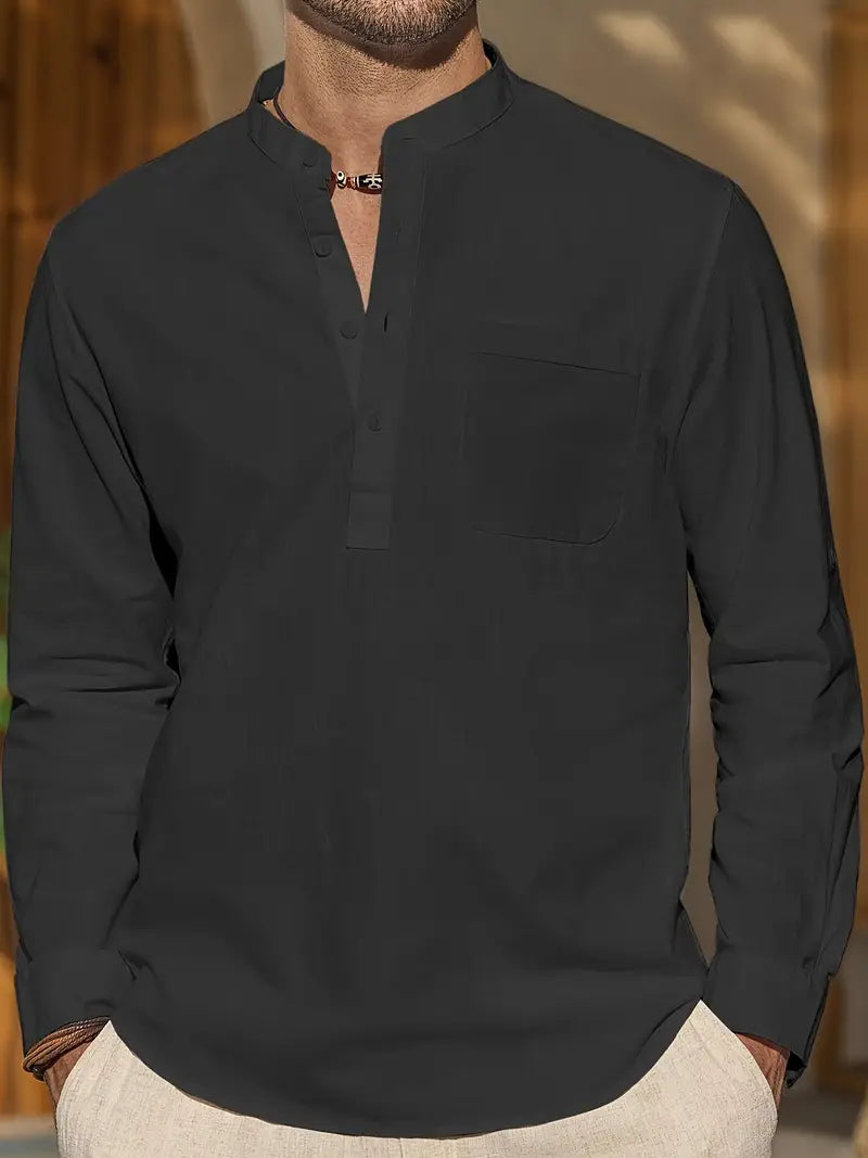 Elegant heren linnen overhemd, ademend en comfortabel, met een stijlvolle pasvorm en gemaakt van hoogwaardig linnen voor de zomer