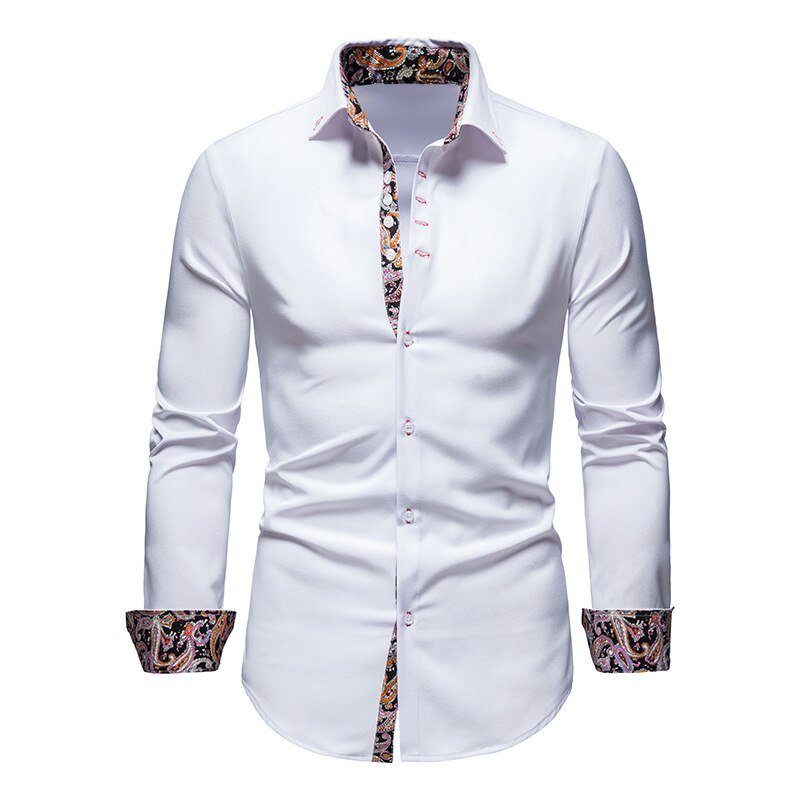 Elegant herenoverhemd met paisleyprint en lange mouwen, perfect voor een smart-casual look in verschillende kleuren.