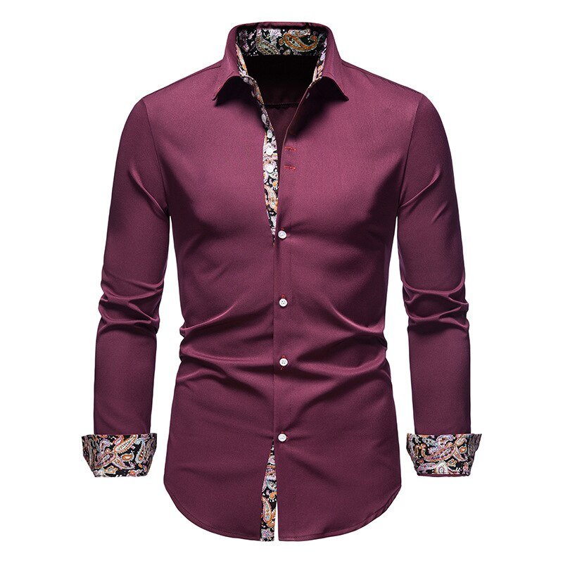 Elegant herenoverhemd met paisleyprint en lange mouwen, perfect voor een smart-casual look in verschillende kleuren.