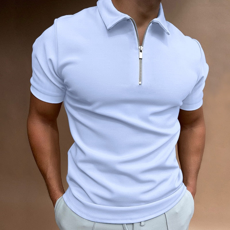 Stijlvol heren poloshirt met ritssluiting, getailleerde pasvorm, veelzijdig voor casual en semi-formele gelegenheden.