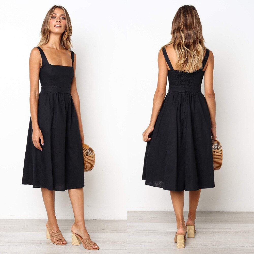 Elegant rood dames zomerjurk met losse pasvorm, luchtige stof en tijdloos design, ideaal voor warme dagen.