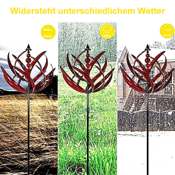 Gedetailleerde weergave van de rotatie van de metalen windspinner