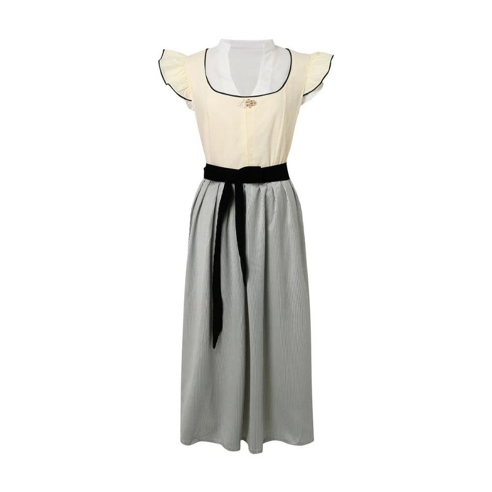 Elegant wit dames dirndl, ideaal voor het Oktoberfest, met een modern ontwerp en comfortabele pasvorm.