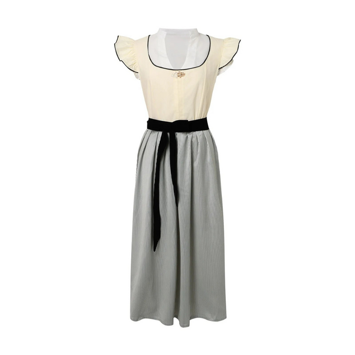 Elegant wit dames dirndl, ideaal voor het Oktoberfest, met een modern ontwerp en comfortabele pasvorm.