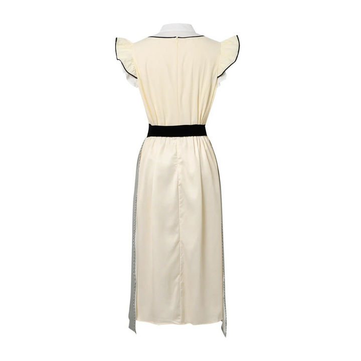Elegant wit dames midi-jurk met korte mouwen, tijdloos silhouet, flatterend en veelzijdig voor diverse gelegenheden.
