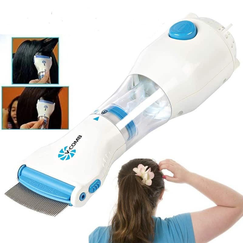 Compleet elektrisch luizenkam systeem met vacuümfunctie, perfect voor preventie en actieve haarverzorging.