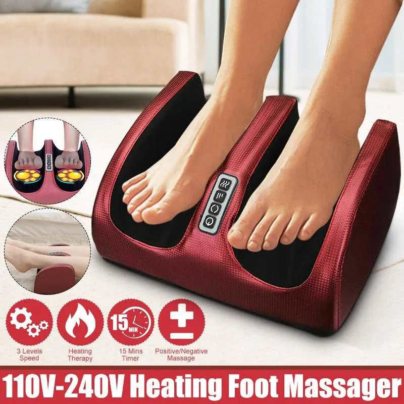 Elektrische voetmassager met warme shiatsu therapie voor ultieme ontspanning en spierpijn verlichting thuis.