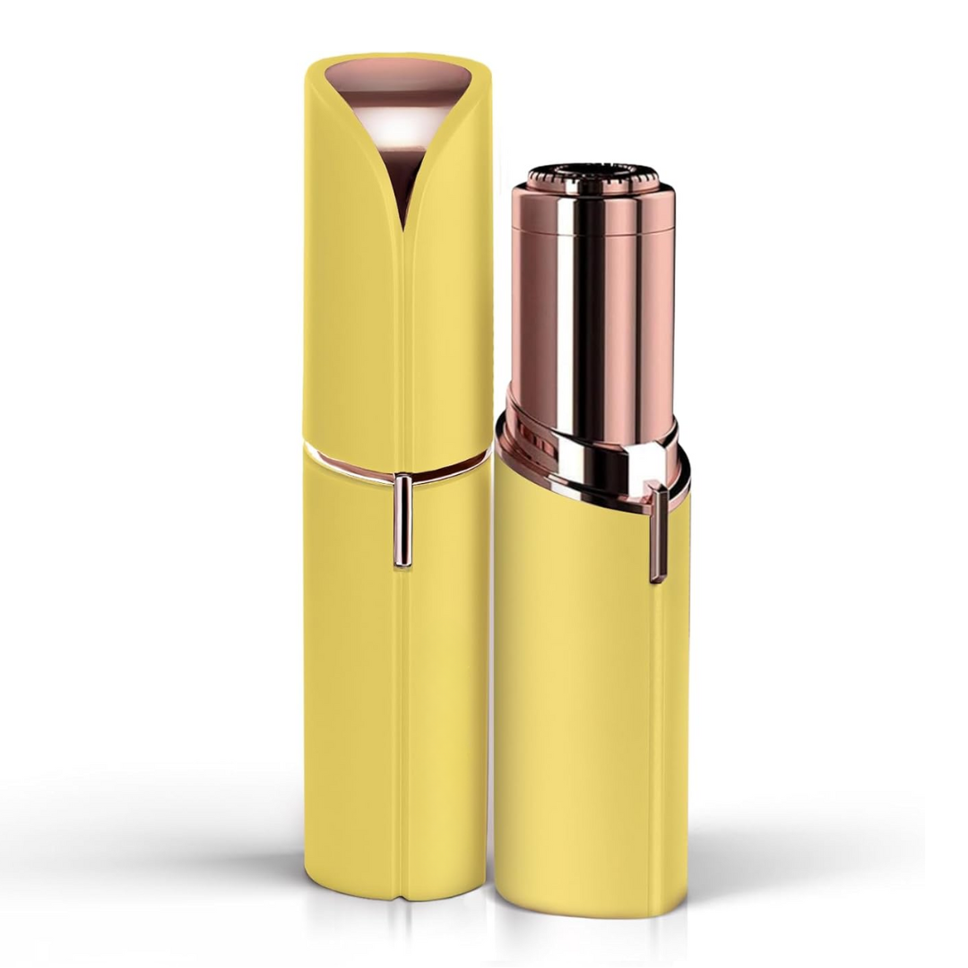 Elektrische blauwe gezichtshaarverwijderaar voor pijnloze dermaplaning, ideaal voor vrouwen met een gevoelige huid.