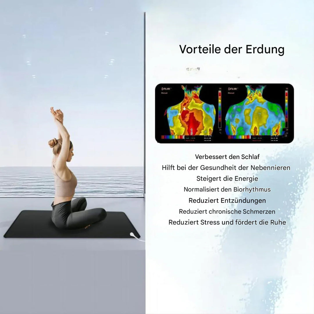 Veelzijdige carbonleren aardingsmat die technologie en gezondheid in balans brengt.