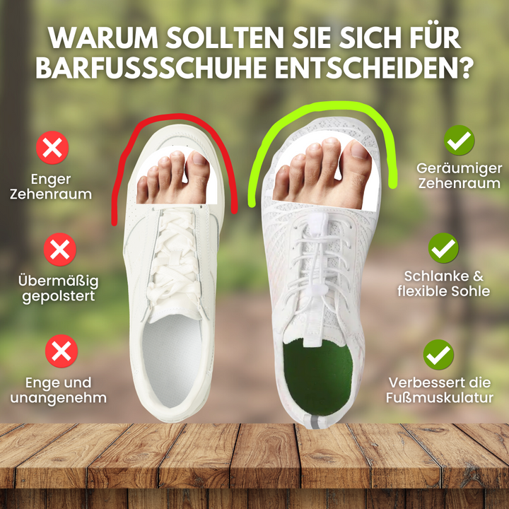 Ergonomische blotevoetenschoenen voor dames, ademend materiaal (Power Zwart), ruime teenbox, ontworpen voor gezonde beweging en comfort