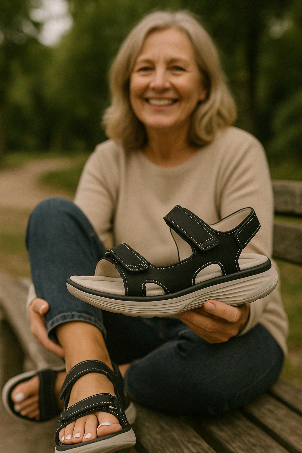 OrthoGrace ergonomische damessandalen, close-up van de zool, met dempende eigenschappen voor optimaal comfort.