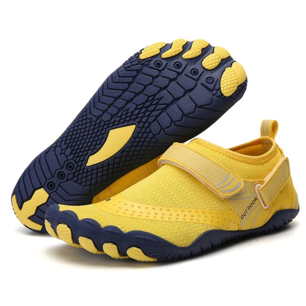 Ergonomische, lichte blote voeten waterschoenen, unisex, met antislipzool in donkerblauw voor buitenactiviteiten op het strand