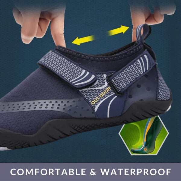 Ergonomische, lichte blote voeten waterschoenen, unisex, met antislipzool in donkerblauw voor buitenactiviteiten op het strand