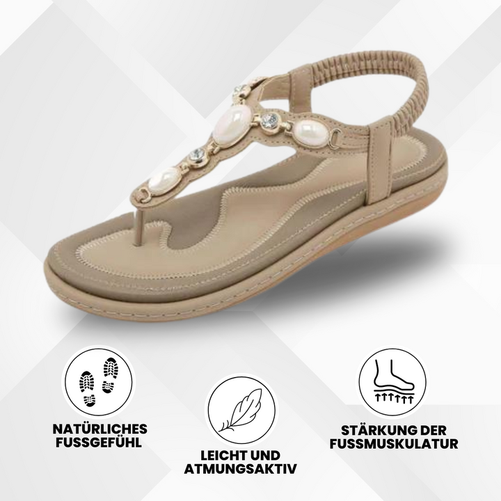 Stijlvolle OrthoPearl sandalen in zwart met ergonomische eigenschappen, ontworpen voor dagelijks comfort en grip.