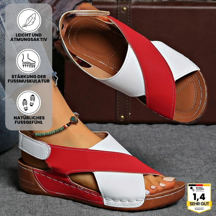 Blauwe ergonomische sandalen voor vrouwen met een antislipzool, ontworpen voor comfort en stabiliteit.