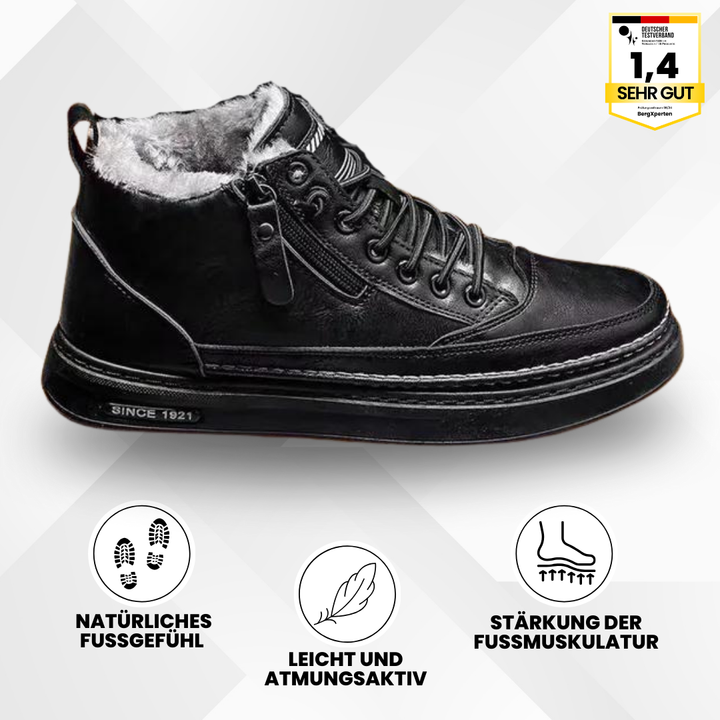 Zwarte dames thermoschoenen met ergonomisch ontwerp, antislipzool en orthopedische aanbeveling.