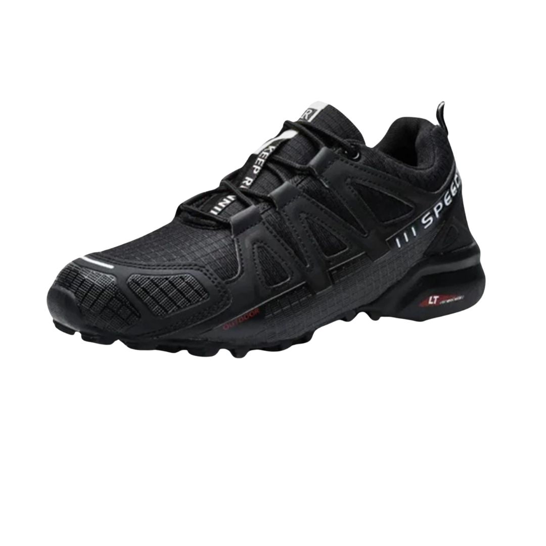 Ergonomische trekking- en wandelschoenen voor dames, bruin met antislipzool en ademend materiaal.