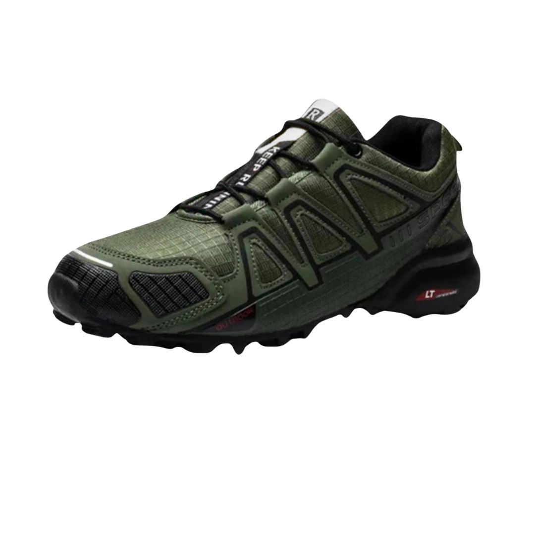 Ergonomische trekking- en wandelschoenen voor dames, bruin met antislipzool en ademend materiaal.