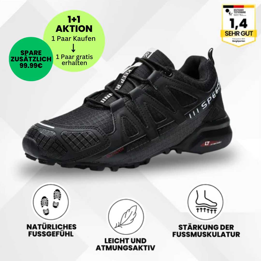Ergonomische trekking- en wandelschoenen voor dames, bruin met antislipzool en ademend materiaal.