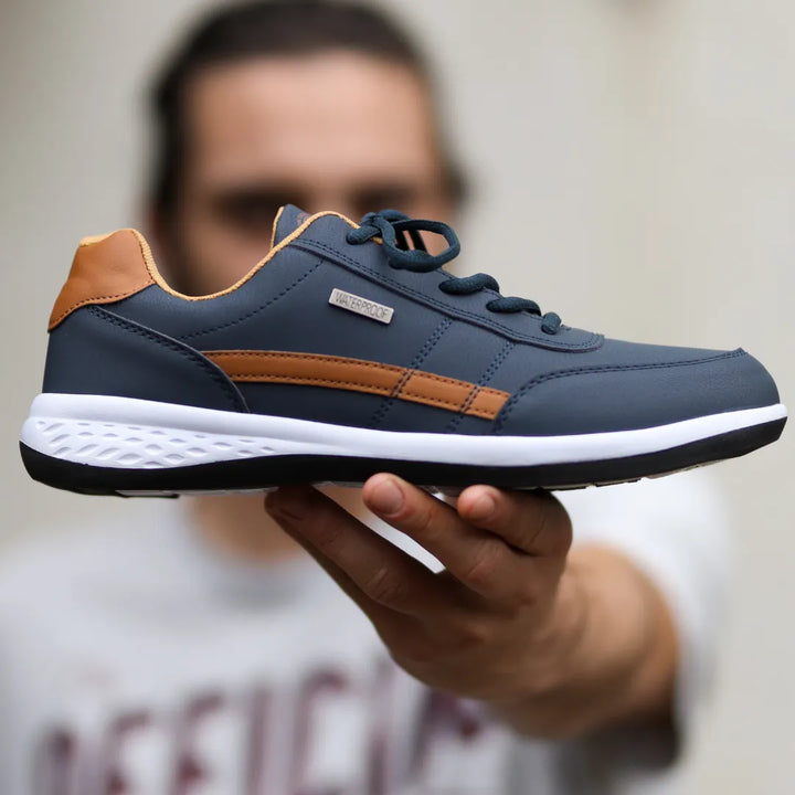 Vrouwelijk model draagt OrthoX comfortabele schoenen, demonstratie van stijl en comfort.